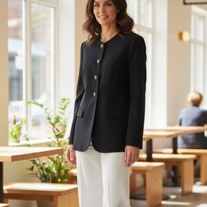 Jones New York Navy Jacket with Gold Accents